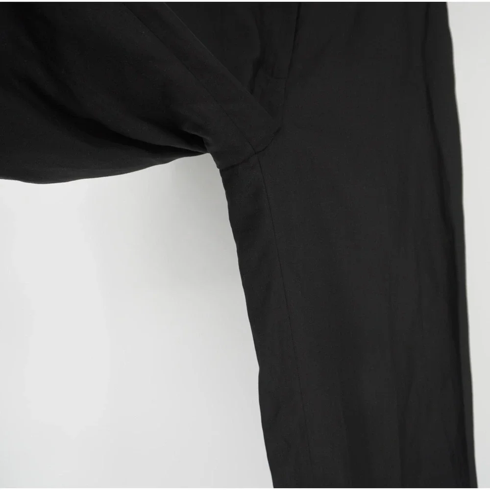 COS Black Wide‎ Leg Trousers Lyocell Linen Blend High Waisted Pants Size 2
